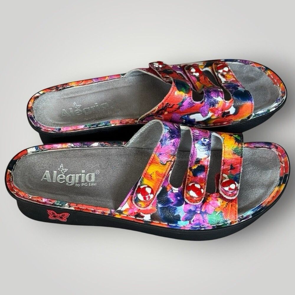 Alegria Fiona Sandals Iris Floral Pink Comfort Shoe Slip On Size 40 - Picture 2 of 8